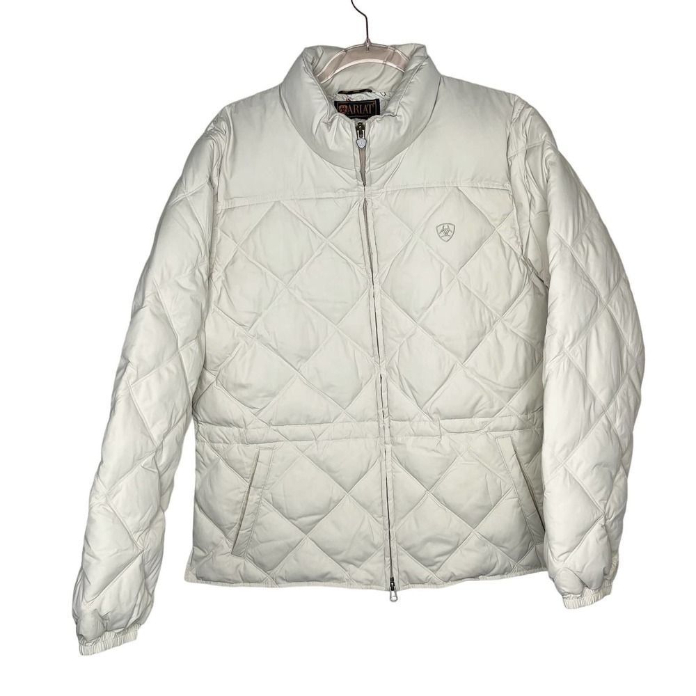 Ariat Ivory Cream Long Sleeve Duck Down Quilted Jacket Size Small/Medium
